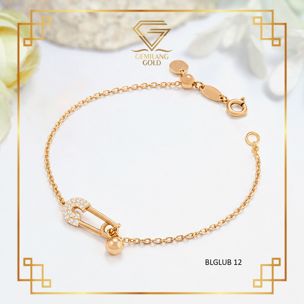 Gelang Emas Serut Peniti Rose Gold Kadar 8K/375 Gemilang Gold ID (BLGLUB 12)