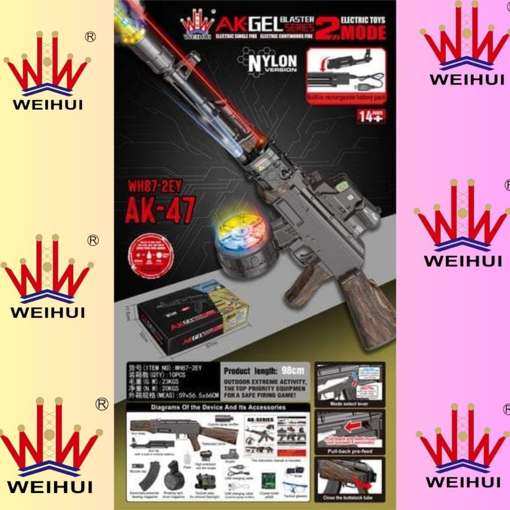 AK47 WEIHUI SERIES 2 MAINAN VIRAL BISA BUNYI INFRA RED GUN LAMPU ASAP MUFLER