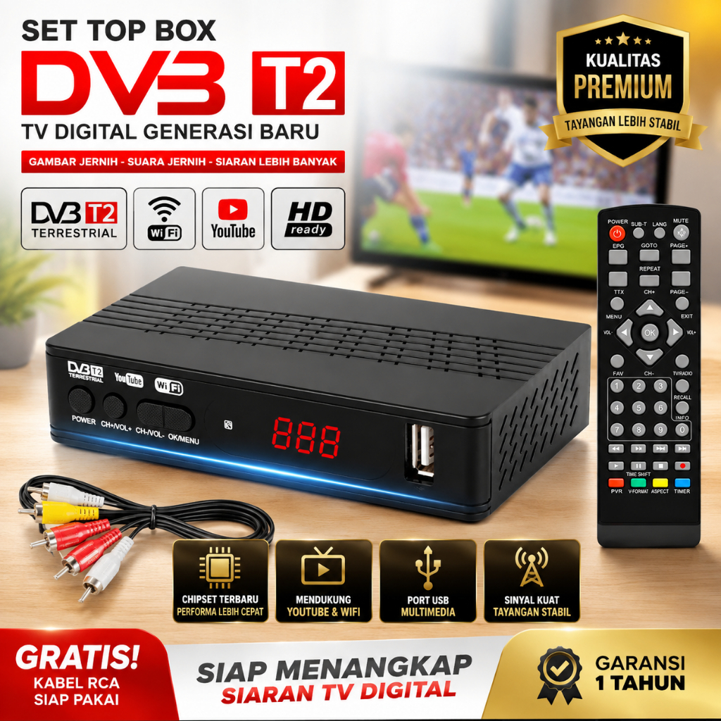 SET TOP BOX + WIFI MT7601 DONGLE STB H.264 DVB-T2 Bien4 Digital Satellite Smart TV Tuner H.265 1080P