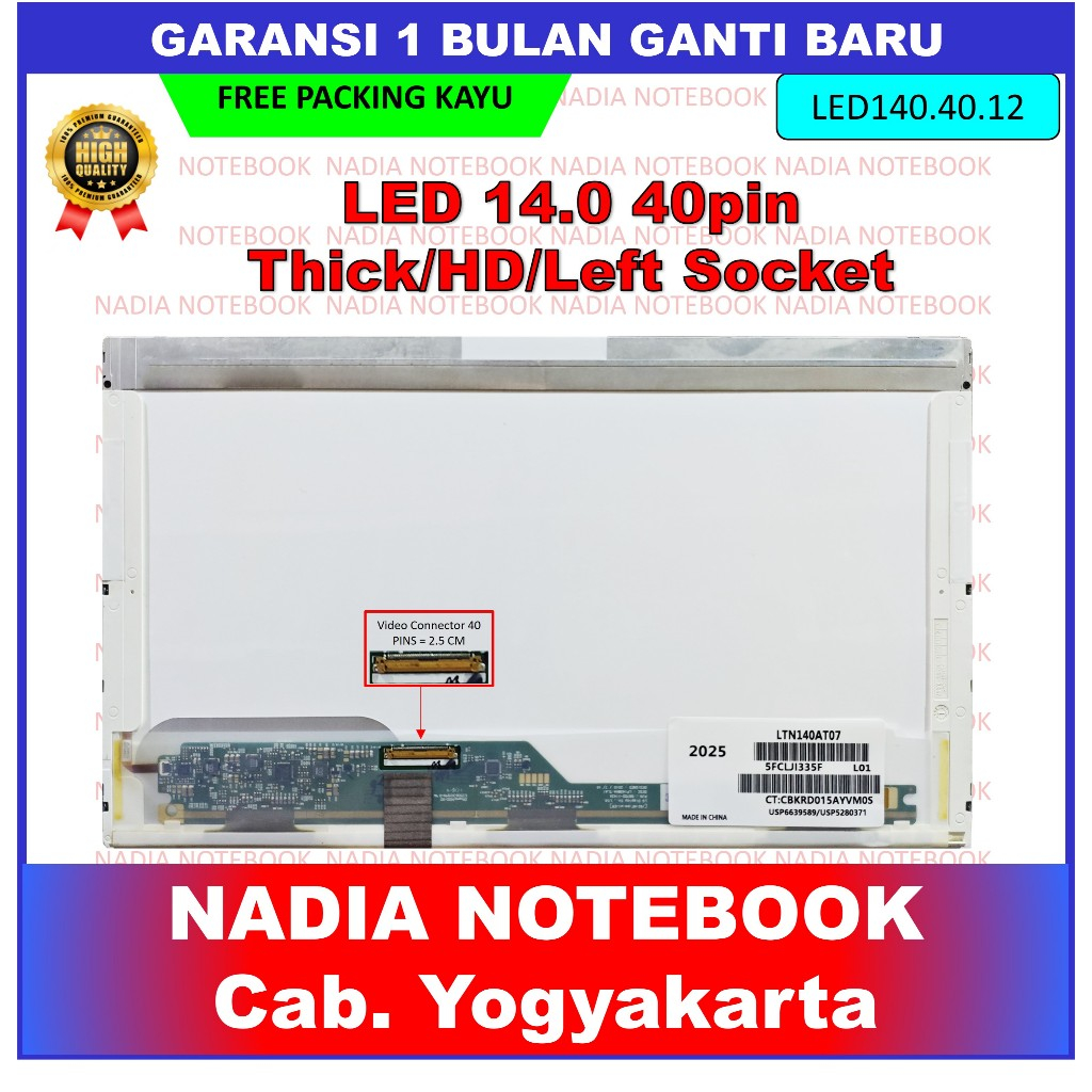 LCD LED 14 Inch Tebal 40 Pin 40 Pin
