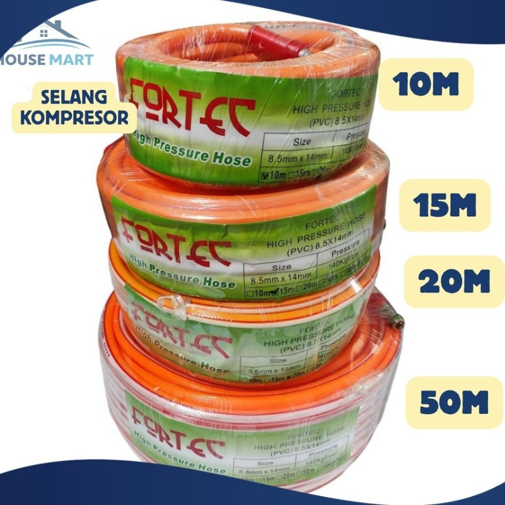 SELANG KOMPRESOR DOORSMEER / SELANG ANGIN FORTEC 100 50 20 15 10 METER LENGKAP / SELANG ANGIN HIGH P