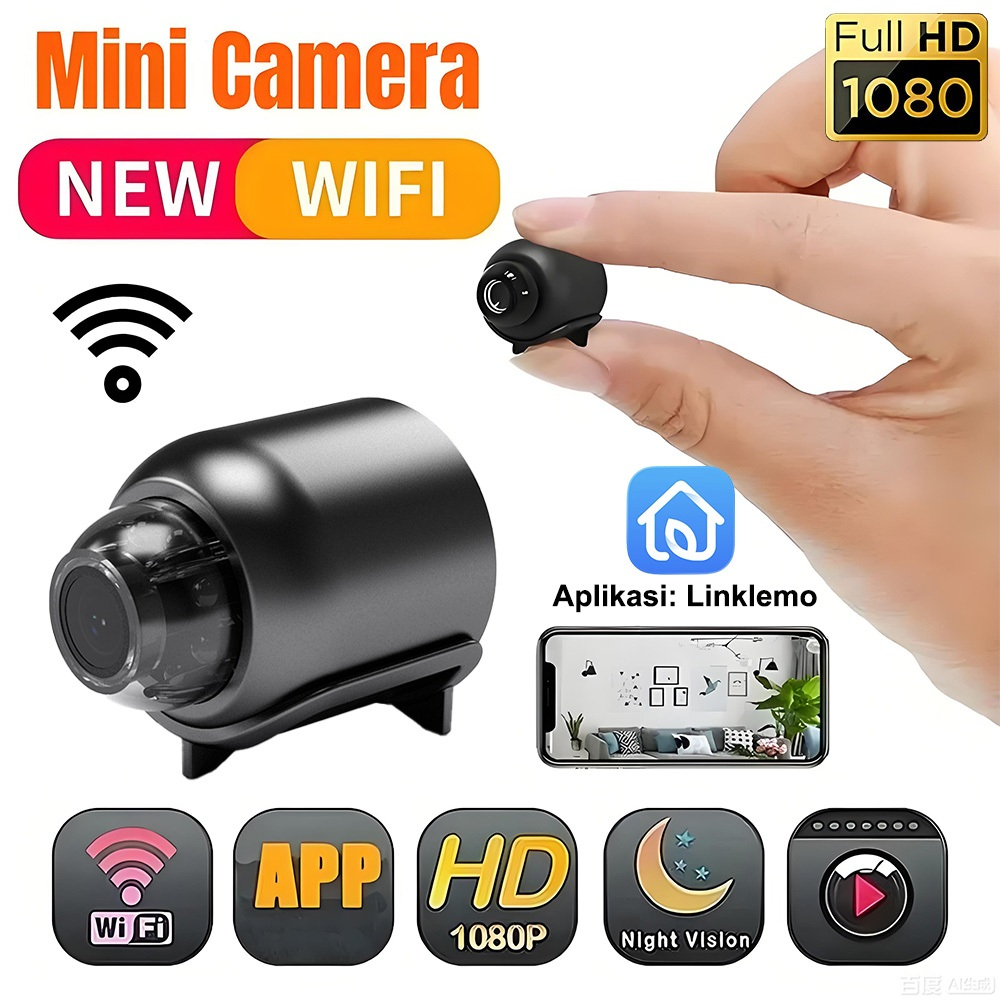 Kamera Mini WIFI CCTV Mini Tersembunyi 1080P CCTV WiFi Camera Mini Video Rekam Aplikasi Linklemo