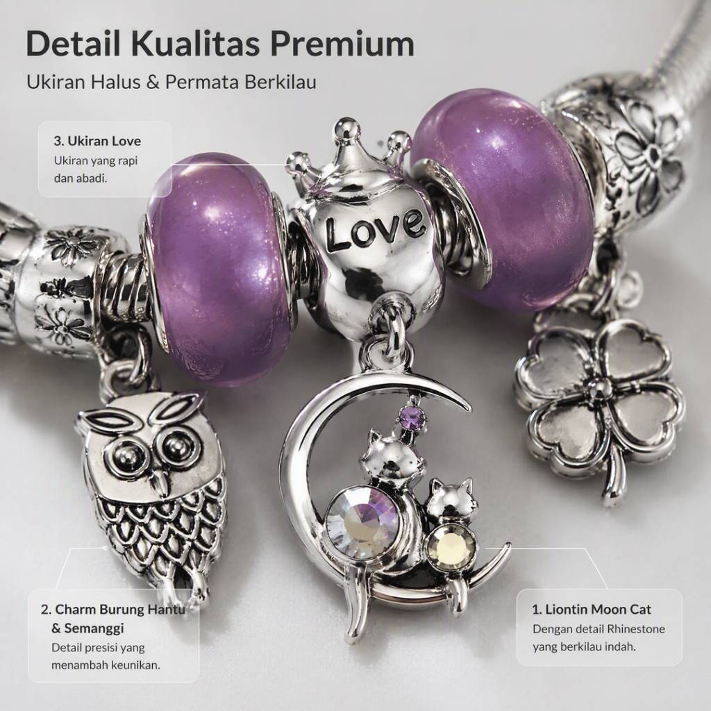 Gelang PANDORA Charm Burung Gelang Wanita Korea