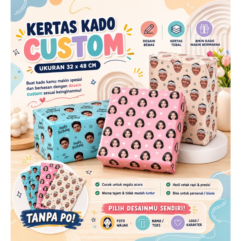 Kertas Kado aesthetic / KERTAS KADO CUSTOM  / KERTAS KADO FOTO