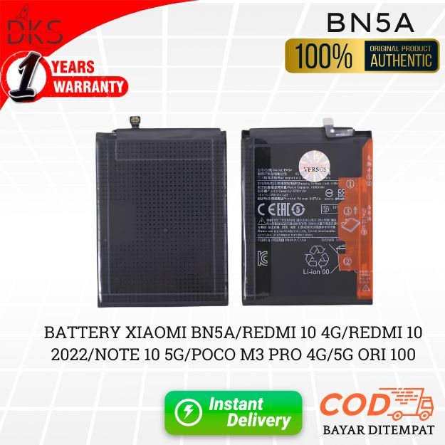 BATERAI XIAOMI BN5A ORIGINAL - REDMI 10 4G / REDMI 10 2022 / NOTE 10 5G / POCO M3 PRO 4G /  5G ORI 1