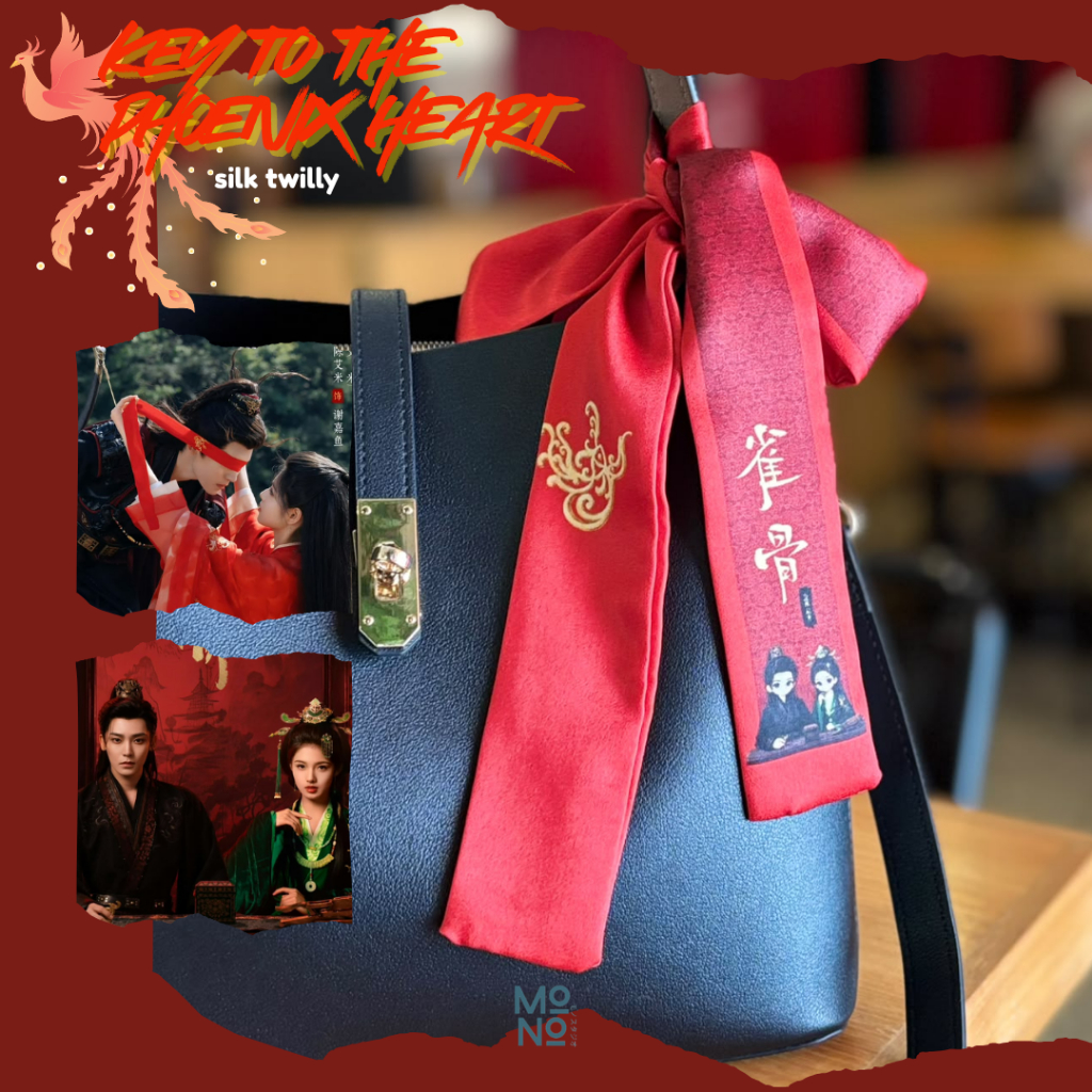 Key to the Phoenix Heart - Silk Ribbon Scarf Bag Twilly Neo Hou Aimi Chinese drama Inspired Fanmade