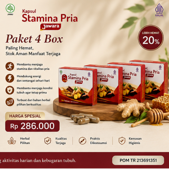 JAWARA Paket 4 Box Kapsul Jawara murah tapi ga murahan. jaga tubuh tetap prima setiap saat