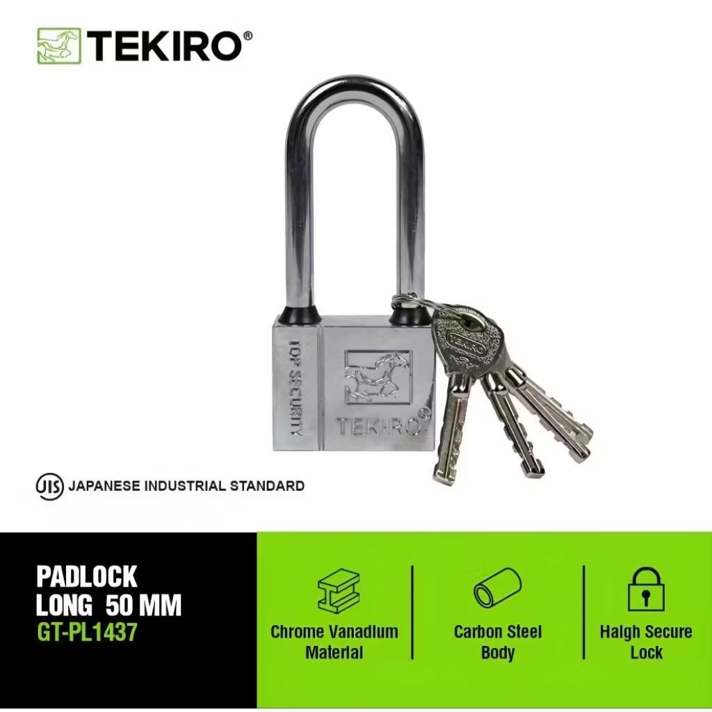 Gembok Tekiro 50 mm Leher Panjang Gembok Pagar Rumah Ruko Anti Maling 50mm Long Shackle Original