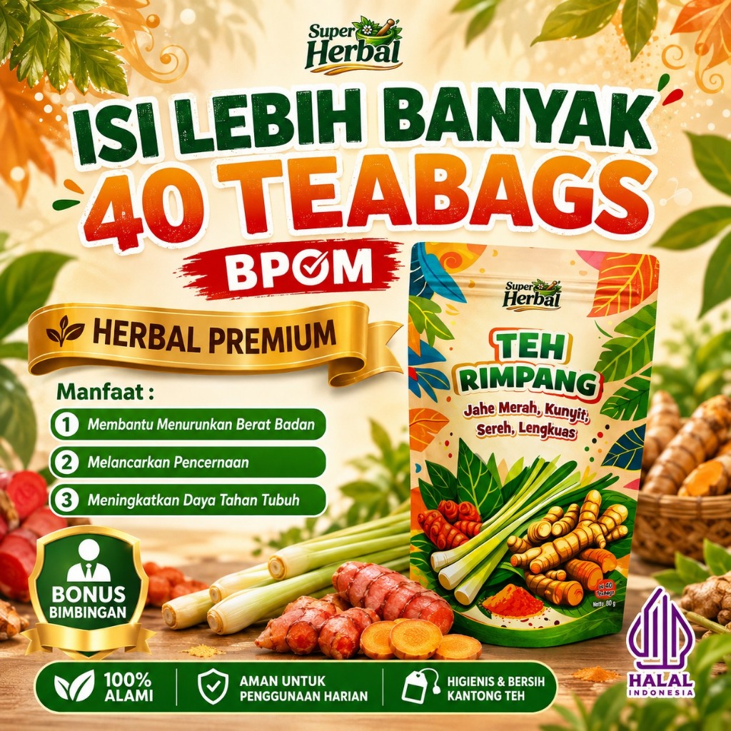 Wedang Rimpang Super Herbal ala JSR - Teh Kunyit Jahemerah Lengkuas Sereh Sudah Halal - Teh Celup Mi