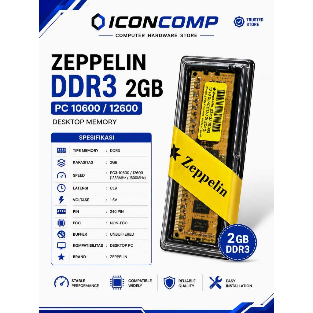 DDR3 2GB ZEPPELIN PC 10600/12600