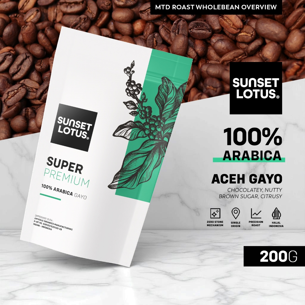 Sunset Lotus Biji Kopi Full Arabika Gayo Super Premium Espresso Base 200g