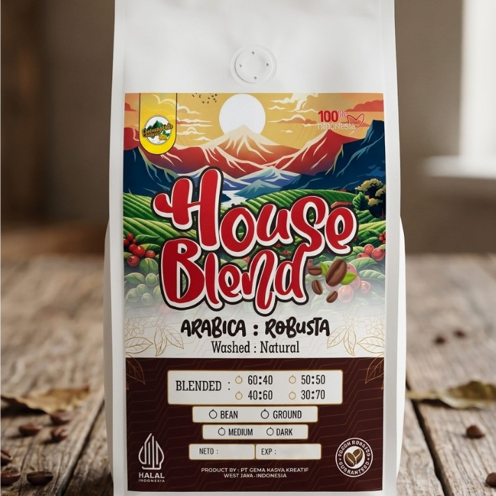 Kopi House Blend | ARABIKA+ROBUSTA | BIJI/BUBUK