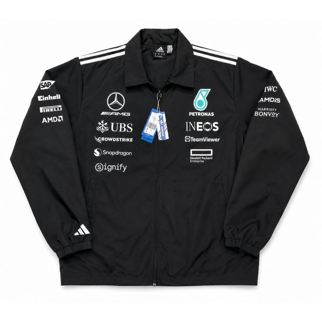 Jaket Mercedes AMG Petronas F1 Windbreaker Pria Hitam Premium