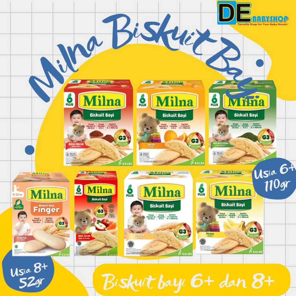 MILNA BISKUIT BAYI SEHAT 6+/ CAMILAN BAYI BISKUIT 130gr&110gr / MILNA BISKUIT 65gr ALL VARIAN RASA