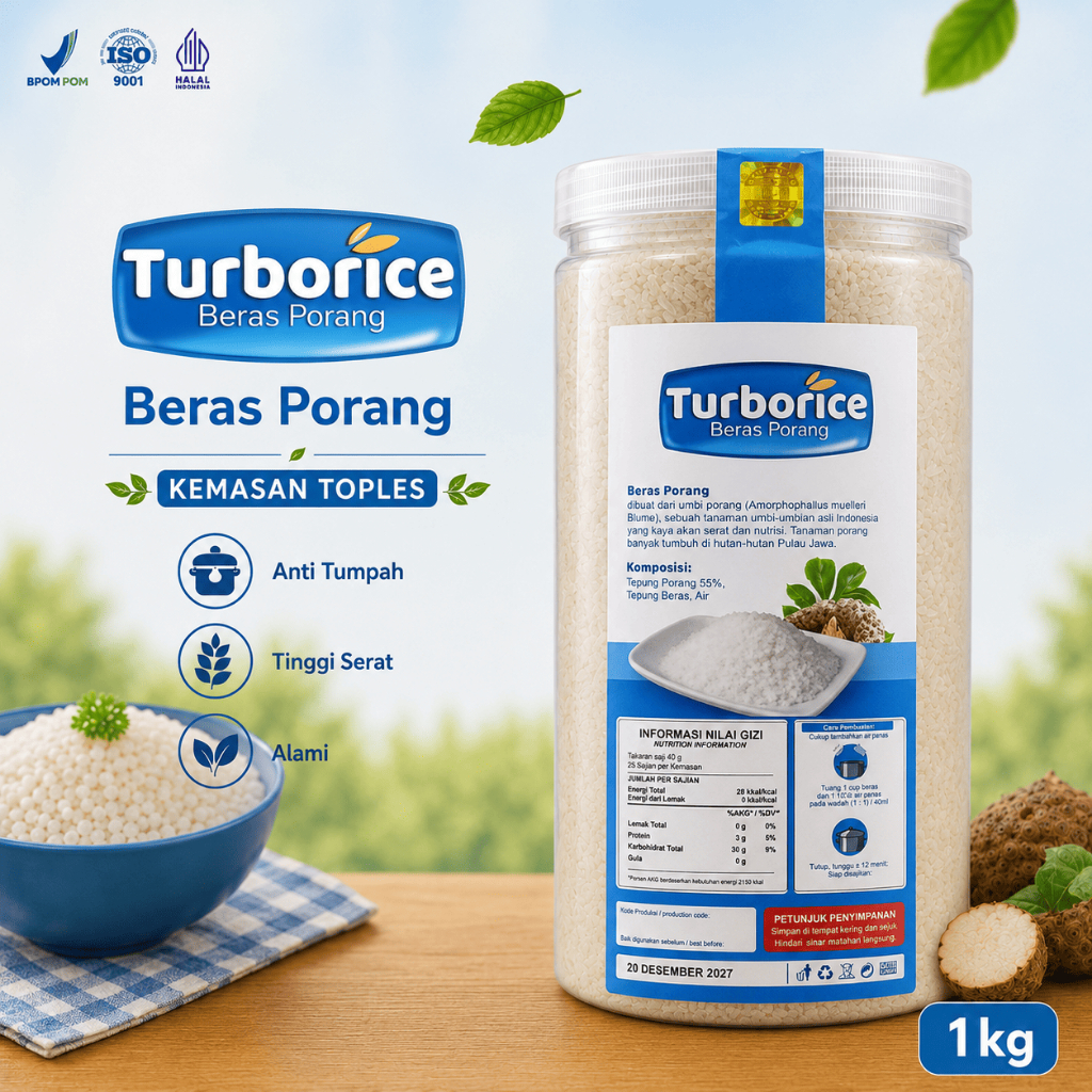 Beras Porang Shirataki TURBORICE # 1 KG Bonus Sendok Takar