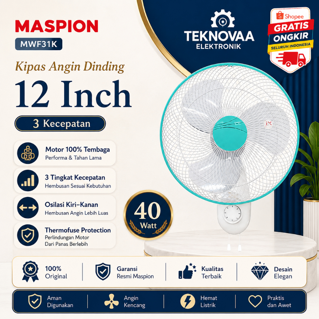 MASPION KIPAS ANGIN MWF 31K KIPAS DINDING PROMO/MWF31K/MWF-31K/MWF 31 K/ORIGINAL MASPION/GARANSI