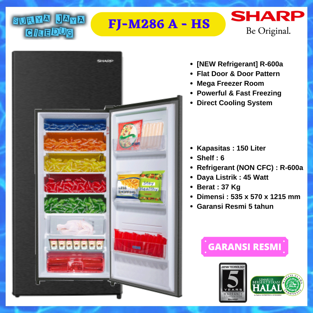FREEZER SHARP FJ-M286 A-HS 6 RAK FREEZER ES BATU, ASI