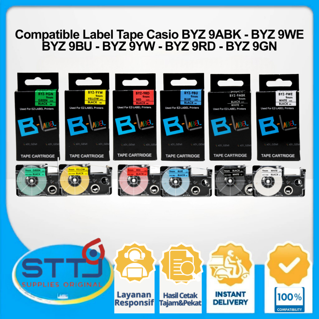 Label Tape Casio 9mm 8m Compatible Printer KL60 KL120 KL7400 KL820