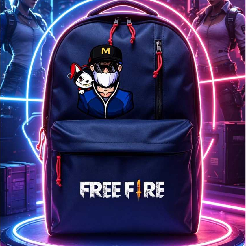 Tas Ransel Sekolah Anak Laki-laki Motif Free Fire Old Mans Mask Jenggot BNL