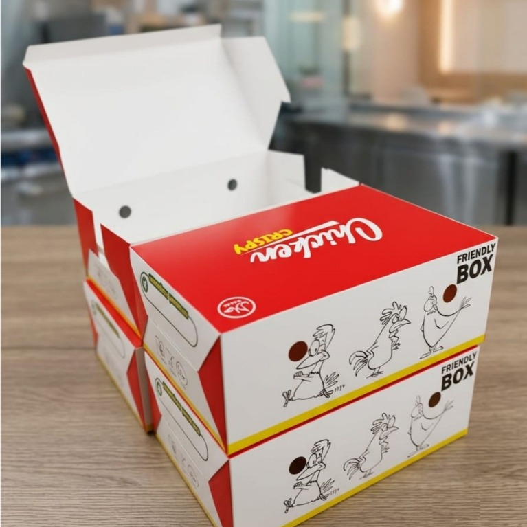 DUS FRIED CHICKEN 100 PCS KEMASAN KFC KOTAK NASI AYAM GORENG IVORY FUULLCOLOUR KEKINIAN (KFC CCF )