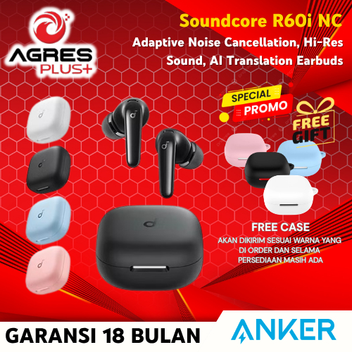 Soundcore R60i NC (R50i NC Upgrade) by Anker, Real-Time Adaptive Noise Cancellation, Hi-Res Sound, A