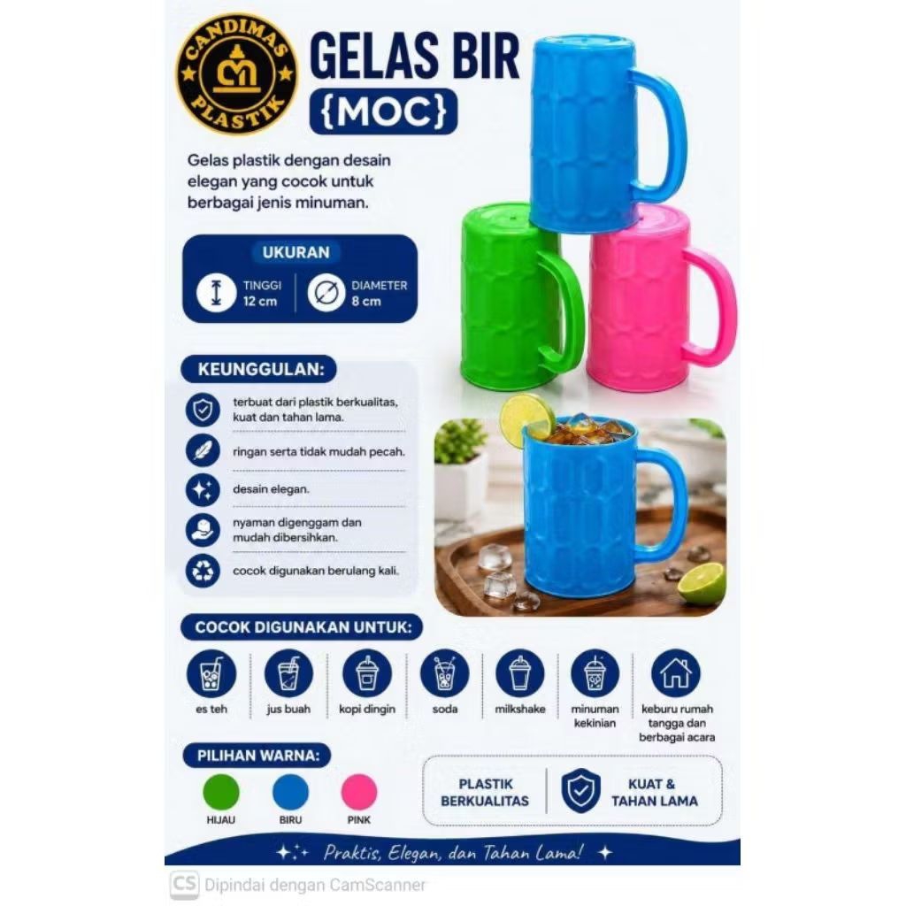 GELAS BIR PLASTIK // Gelas Teh // Gelas Gagang // Gelas Bir Mug