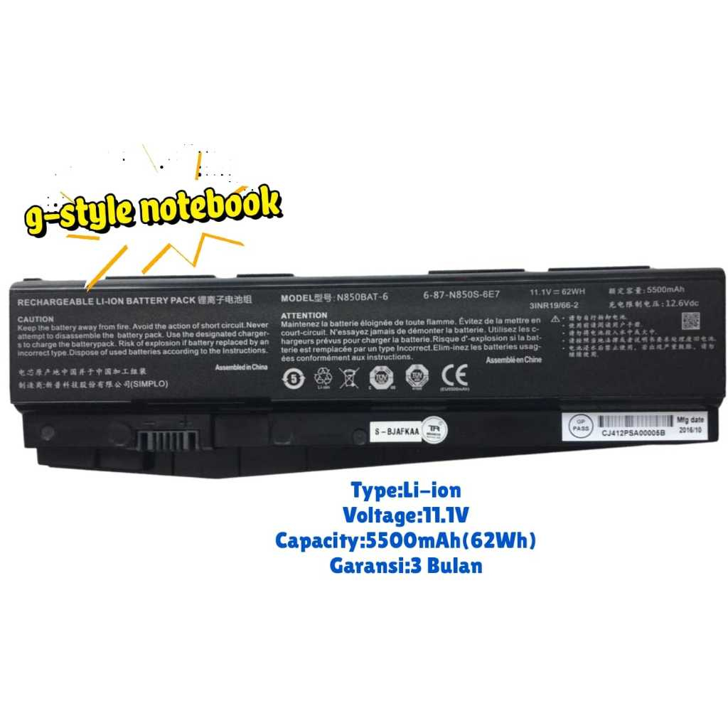 Baterai Laptop Gigabyte Sabre 15 Original