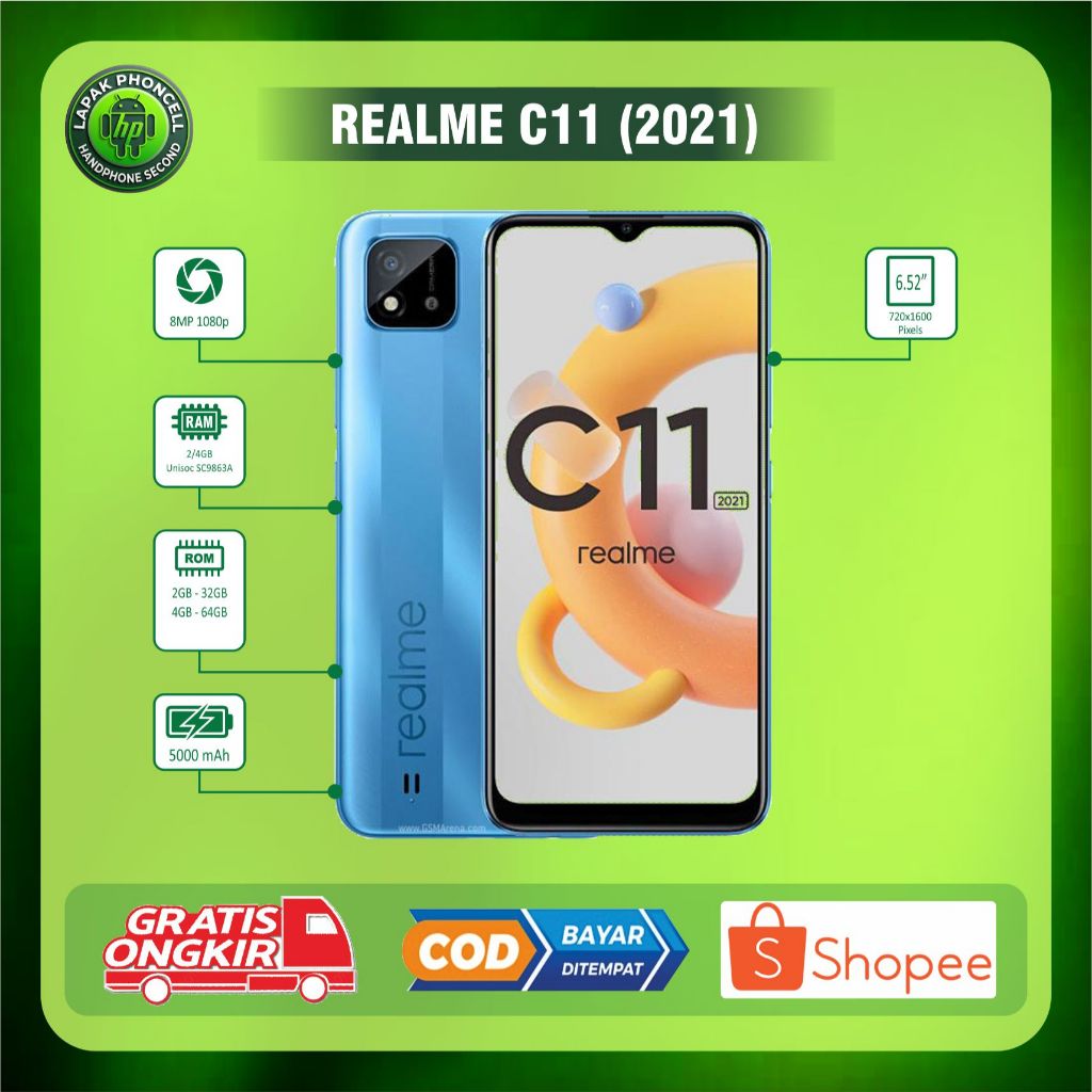 HP REALME C11 (2021) RAM 2/32GB RAM 4/64 Second normal siap pakai