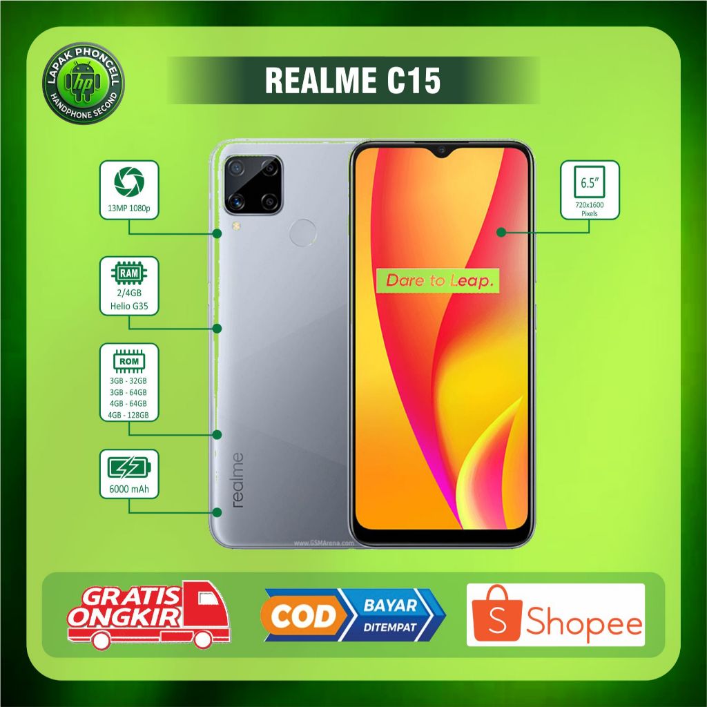 HP REALME C15 RAM 3/32GB RAM 3/64GB RAM 4/64GB Second normal siap pakai