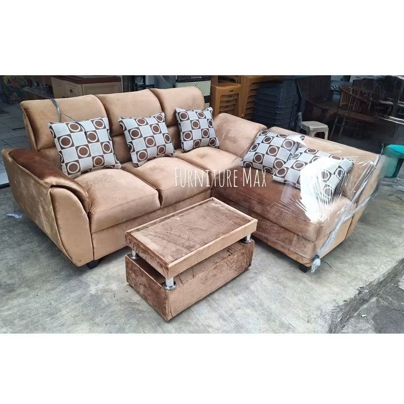 Sofa L Minimalis Kain Premium + Meja  / Sofa Tamu L / Sofa L Bantalan Premium