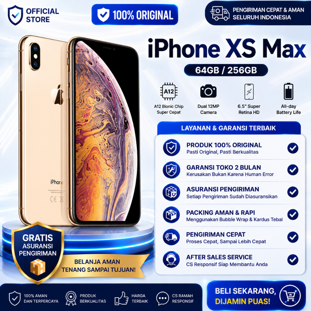 iP XS MAX /XS 64GB/256GB FULLSET MULUS SECOND ORIGINAL 100% GOOD CONDITIONS