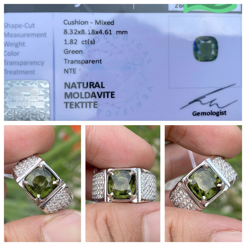 Natural 1.82ct moldavite tektite batu meteor asli czech