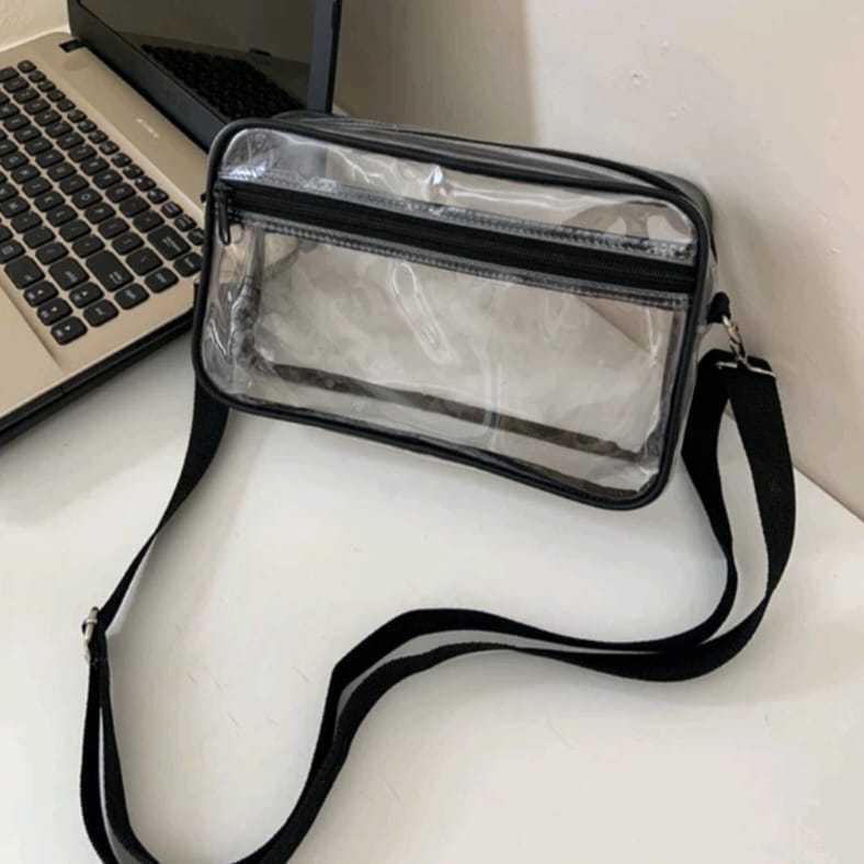 Tas Transparan Bening QANITA - Tas Mika Transparan - Sling Bag Transparan Pria Wanita - Tas Bening