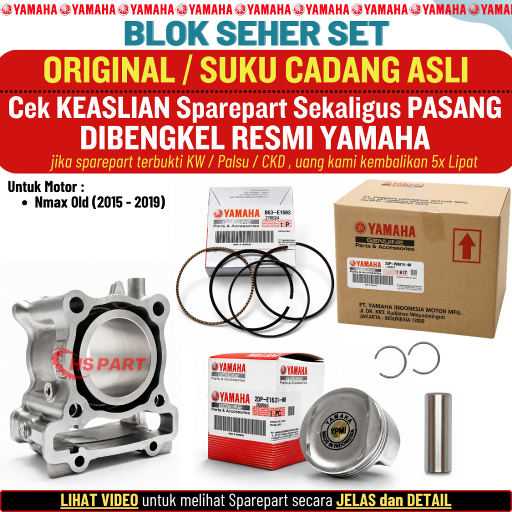 Paket Blok Block Seher Piston Cylinder Nmax Old Original Yamaha 100%