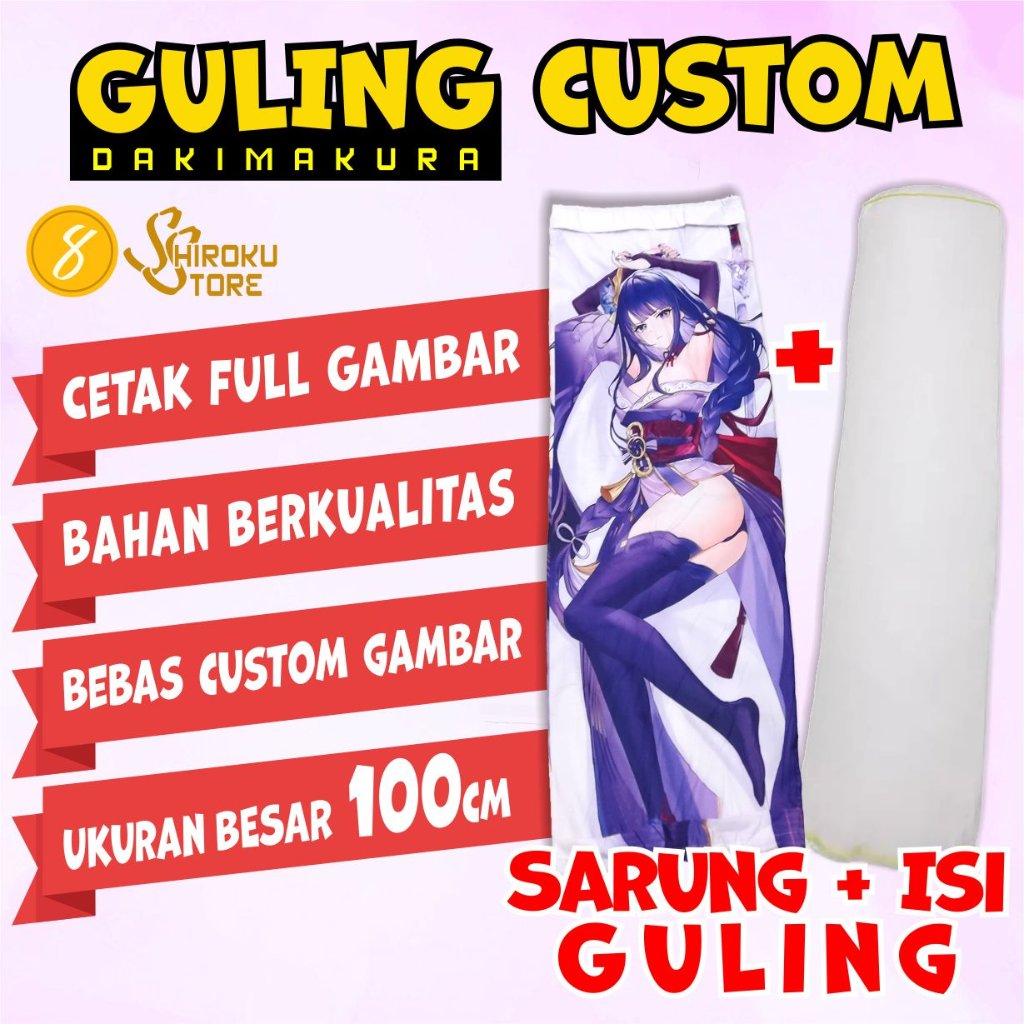 Dakimakura Custom - Guling Karakter Anime Bebas Costum Gambar Waifu Sarung Bantal Peluk Full Print