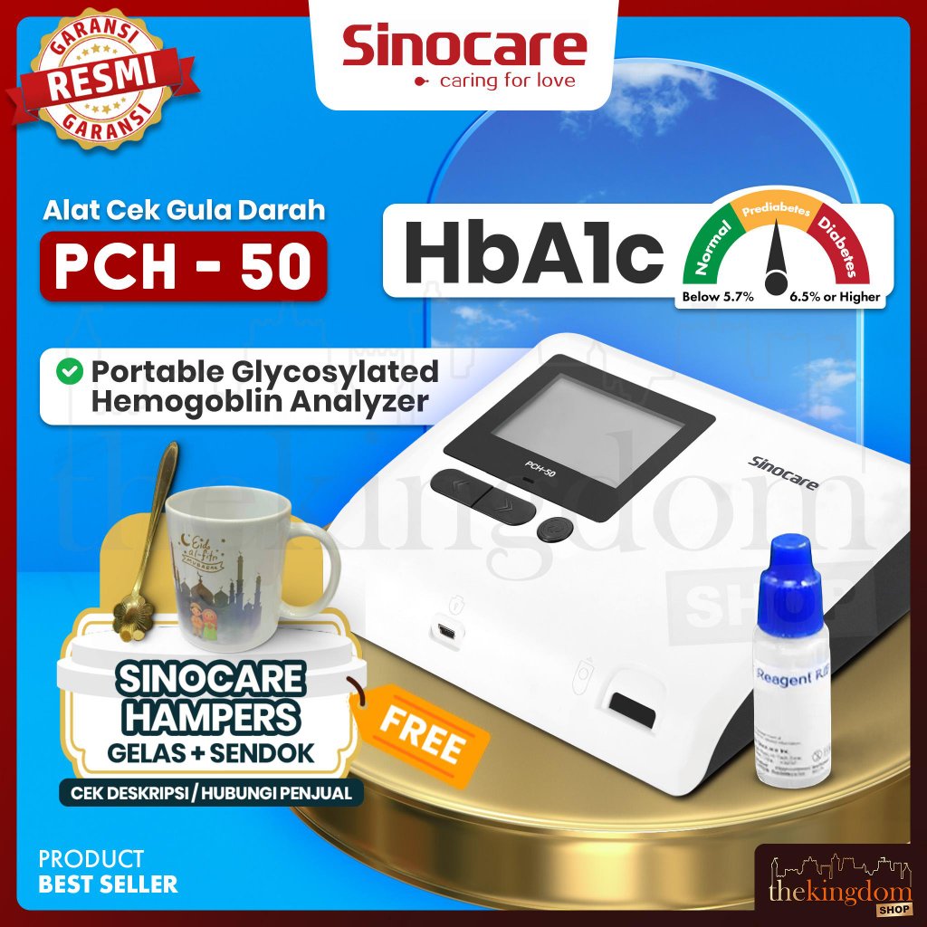 Sinocare PCH-50 Portable Glycosylated Hemoglobin Analyzer HbA1c Alat Cek Gula Darah Blood Glucose Ch