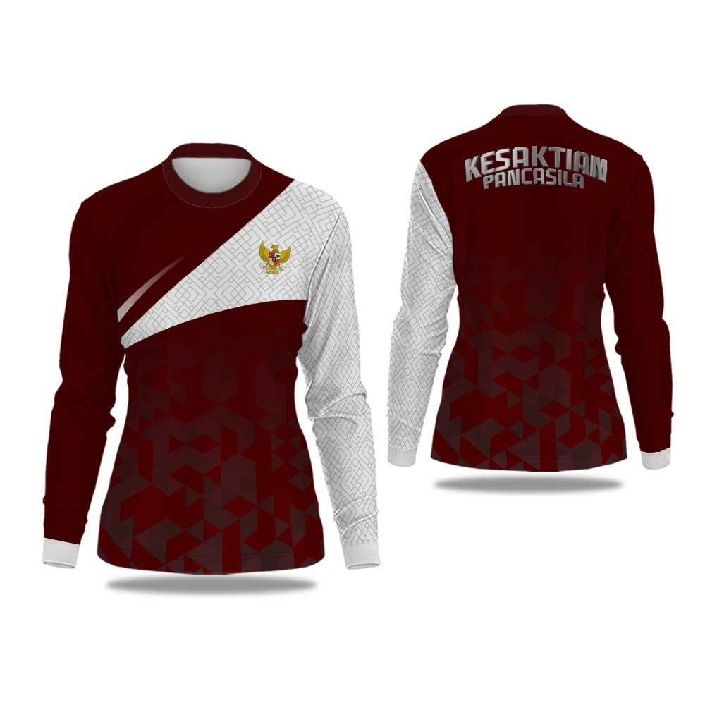 Baju Kaos Wanita Jersey Kesaktian Pancasila / Jersey Kesaktian Pancasila Fullprint Art-02