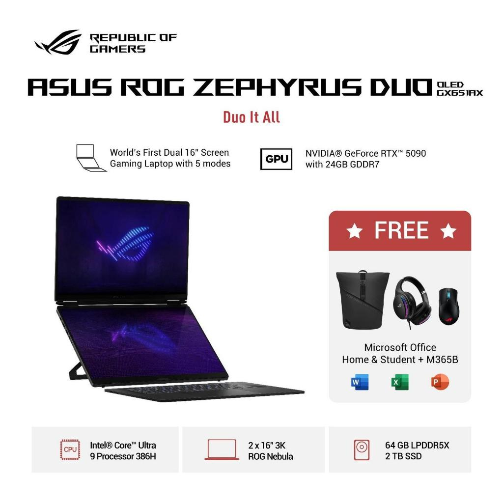 ASUS NB ROG ZEPHYRUS DUO GX651AX-I9N59OL9G-HM 90NR0NT2-M000Y0 ULTRA 9-386H/64GB/2TB/RTX5090 24GB/TS 