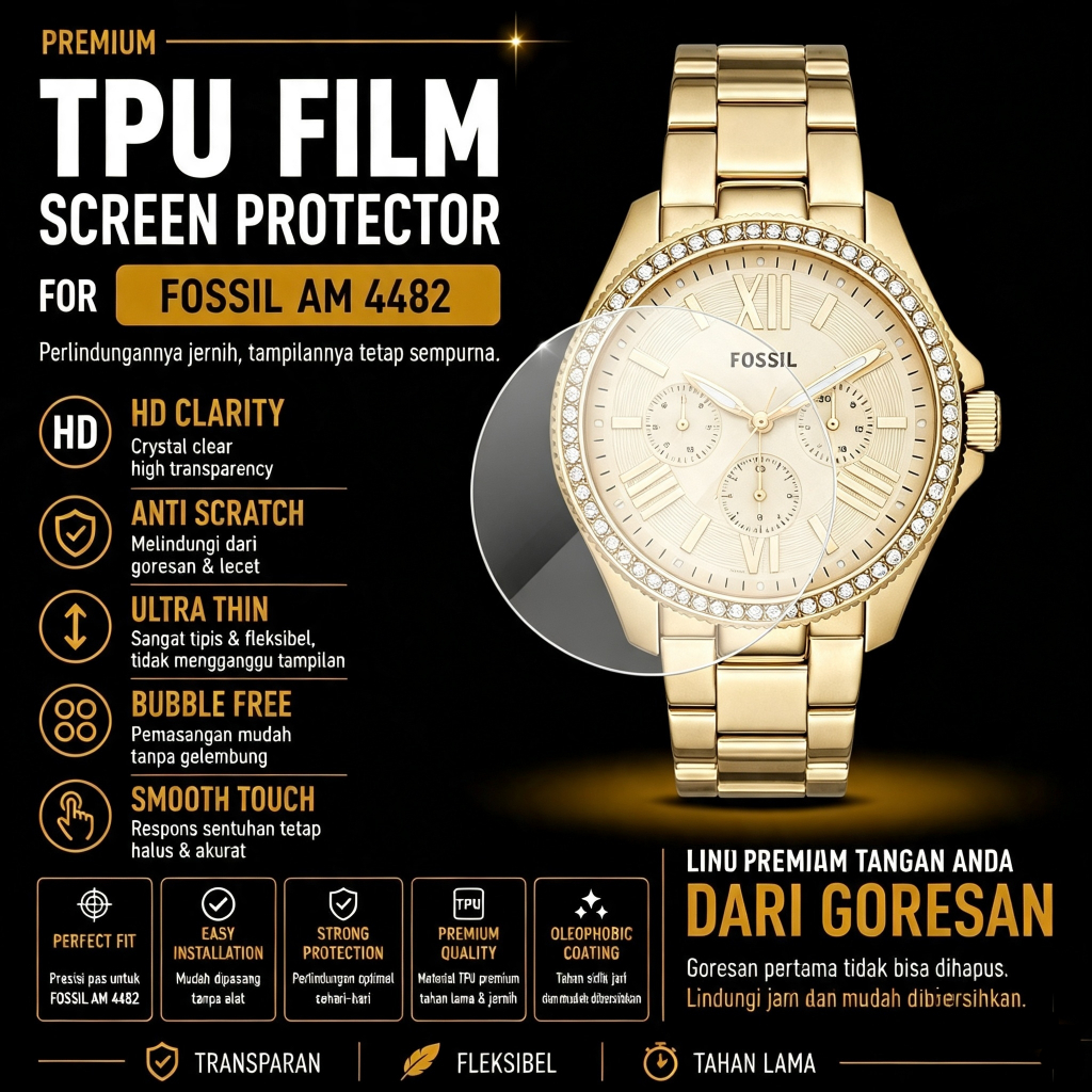 Anti Gores Fossil Cecile AM4481 AM4483 AM4482 Screen Protector TPU Film Pelindung Kaca Jam Tangan
