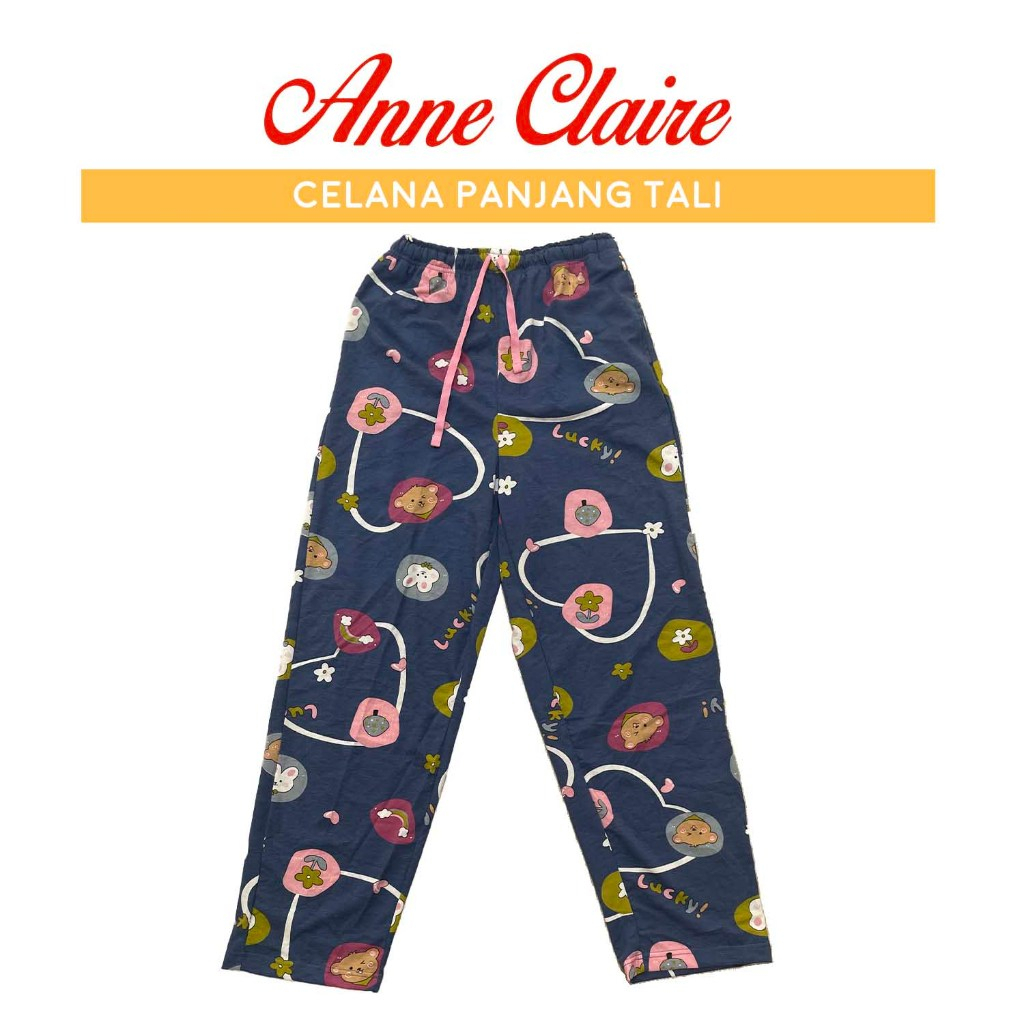 Celana Panjang KOLOR All Size Dewasa / Remaja Anne Claire Bahan Kaos Celana tidur Rumah Santai Wanit