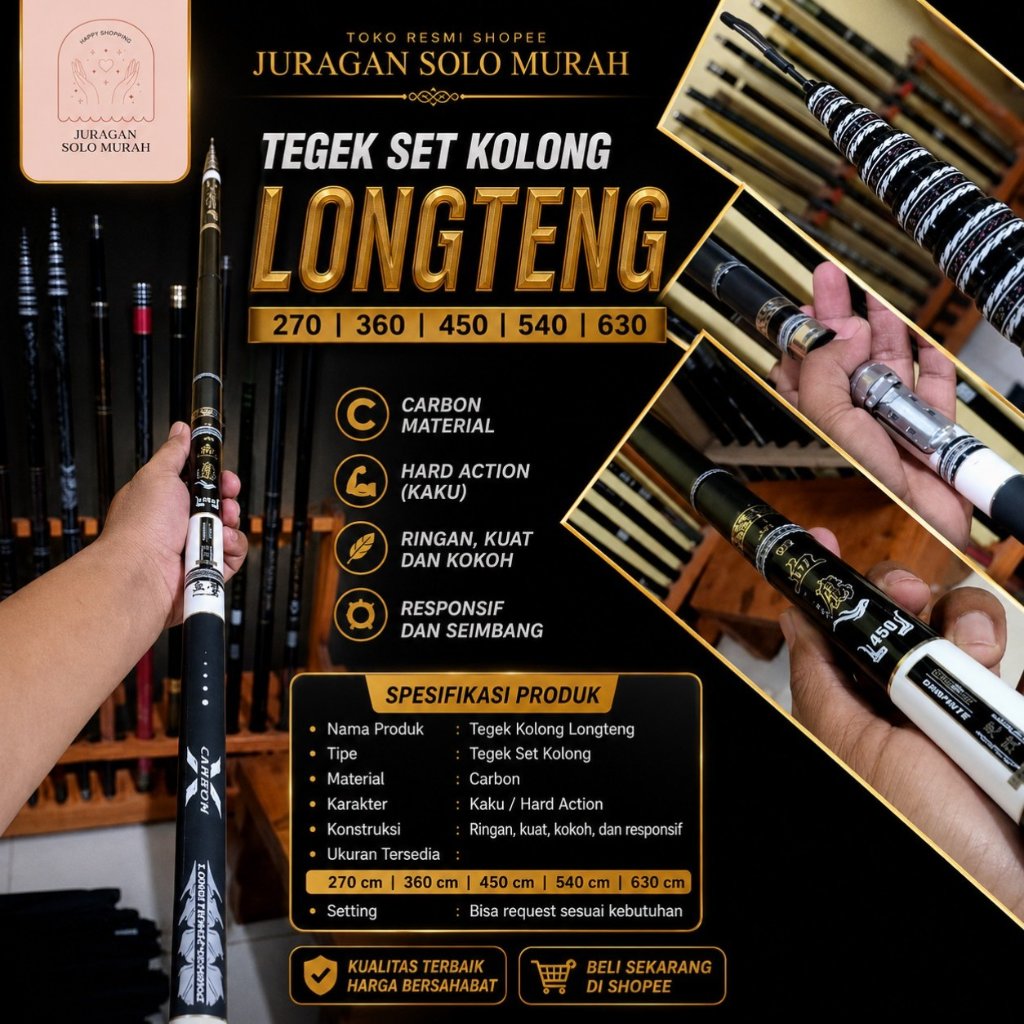 TEGEK SET KOLONG LONGTENG CARBON HARD ACTION 270 360 450 540 630