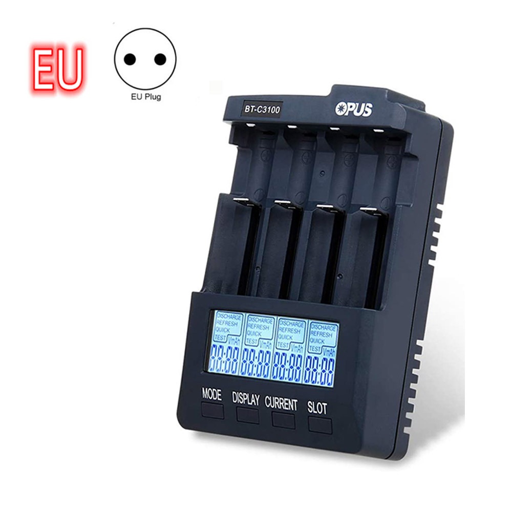 Terlaris New Opus BT-C3100 V2.2 Digital Intelligent 4 Slots AA/AAA LCD 18650 Battery Charger Opus BT
