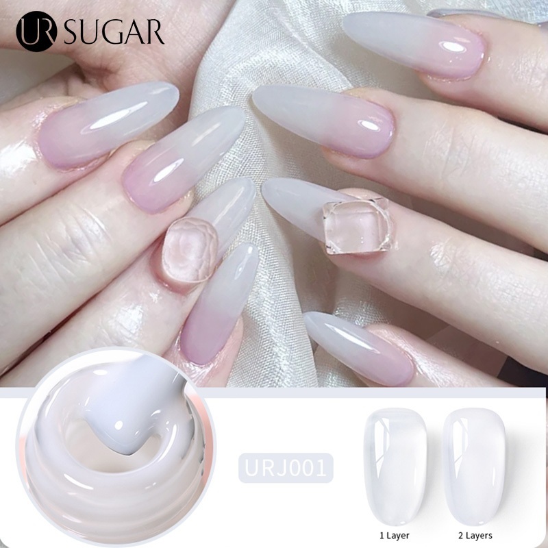 UR SUGAR Gel Polish 15ml White Jeli Nude Gel Nail Polish Jelly Milky Pink  Gliter Kutek Gel UV Led N