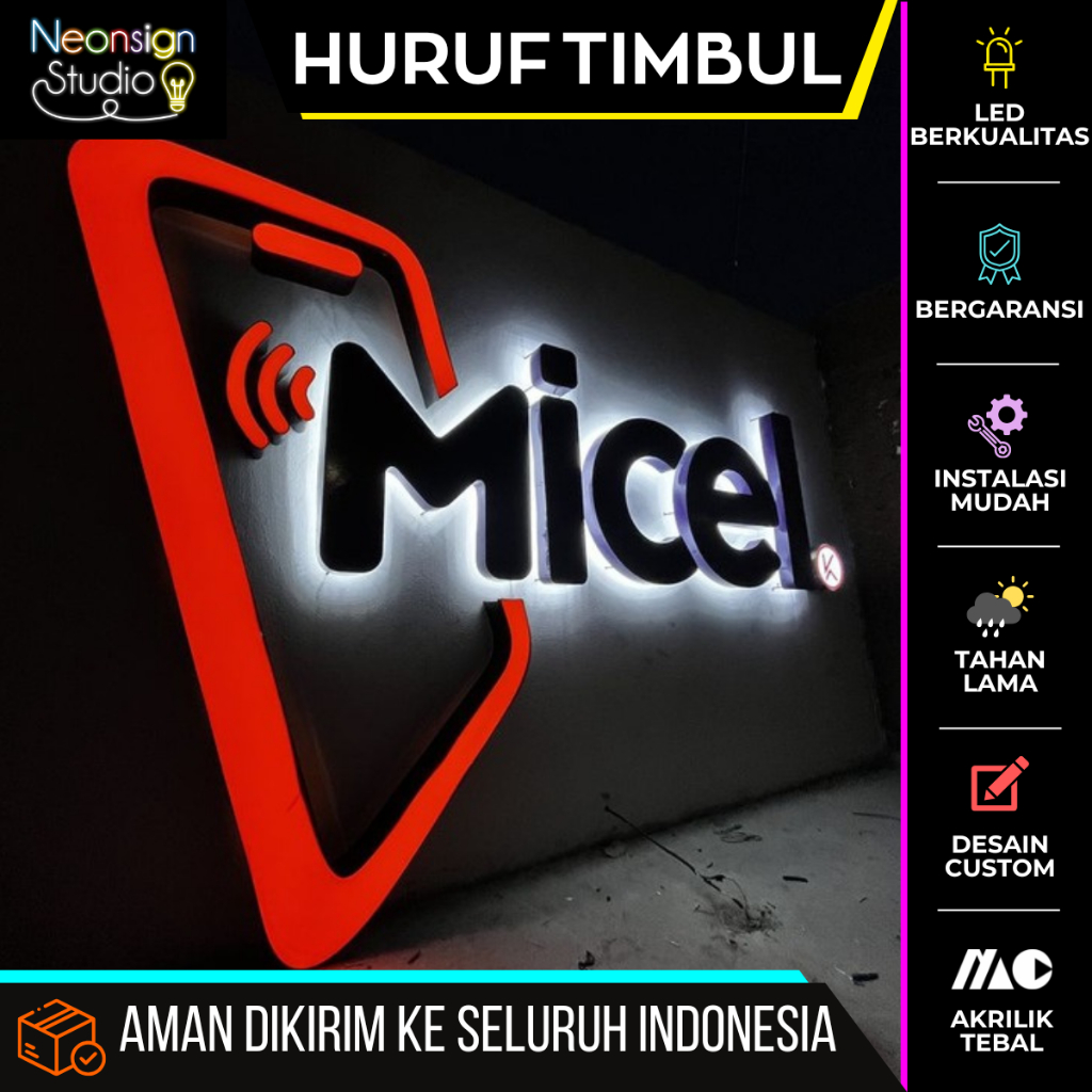 Huruf Timbul Custom LED | 3D Letter LED | Huruf Timbul Akrilik Indoor/Outdoor | Huruf Timbul Bebas D