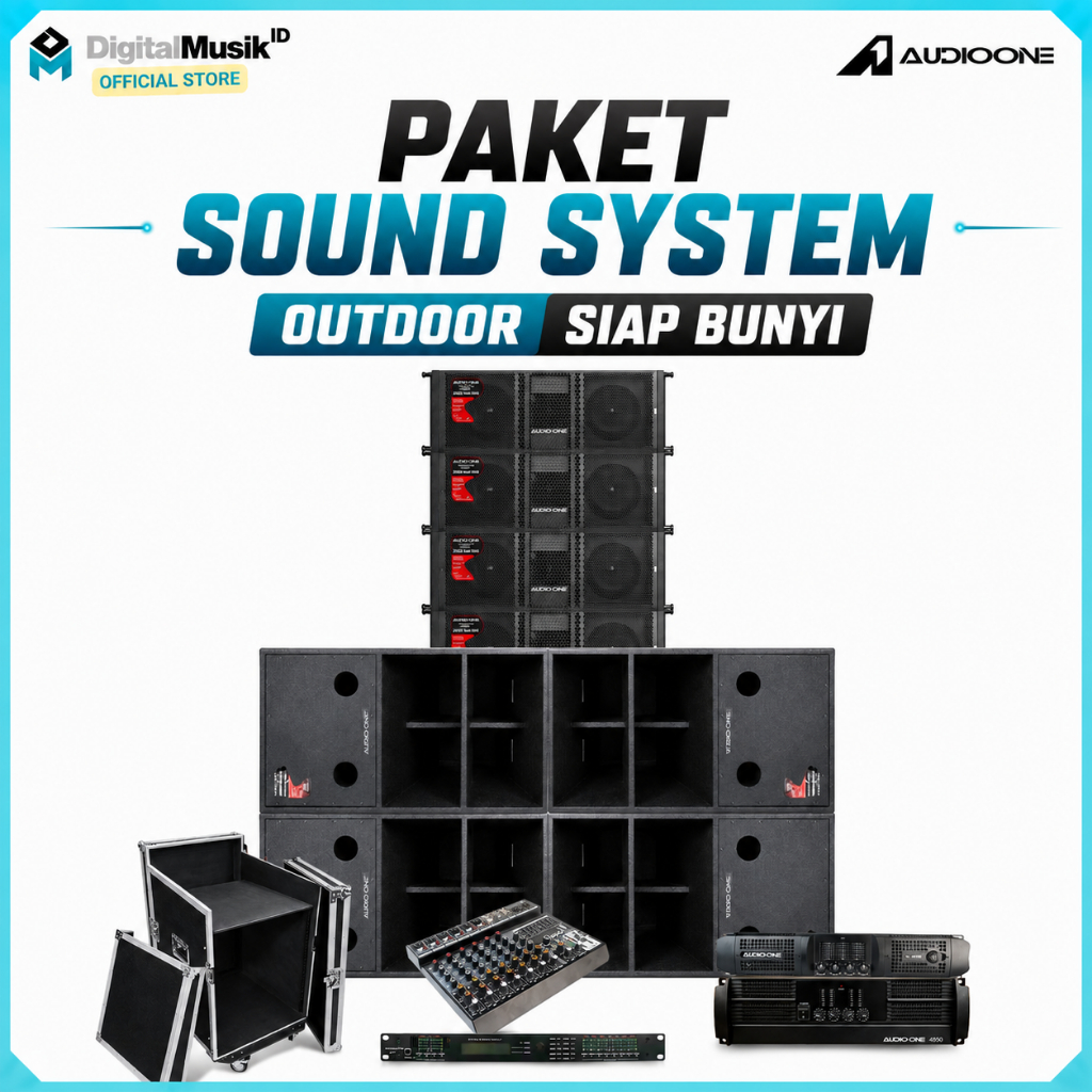 AUDIO ONE PAKET AUDIO SOUND SYSTEM SIAP BUNYI COCOK UNTUK RENTAL HAJATAN, EVENT OUTDOOR I DM
