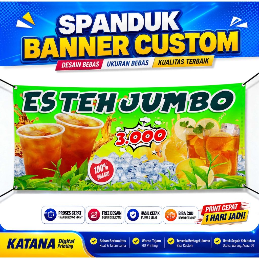 Spanduk Banner Es Teh Jumbo / Banner Jualas Es Teh Jumbo custom Free Desain