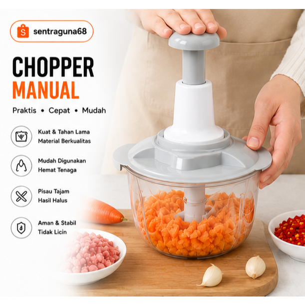 Chopper Manual Pisau Blender Coper Pengiiling Daging Pemotong Manual Tekan Blender Press Manual