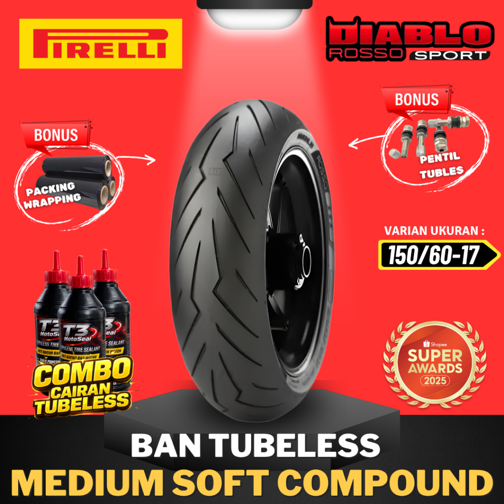 [READY COD] BAN PIRELLI DIABLO ROSSO SPORT RING 17 ( 150/60-17 ) MEDIUM COMPOUND RING 17 / BAN MOTOR