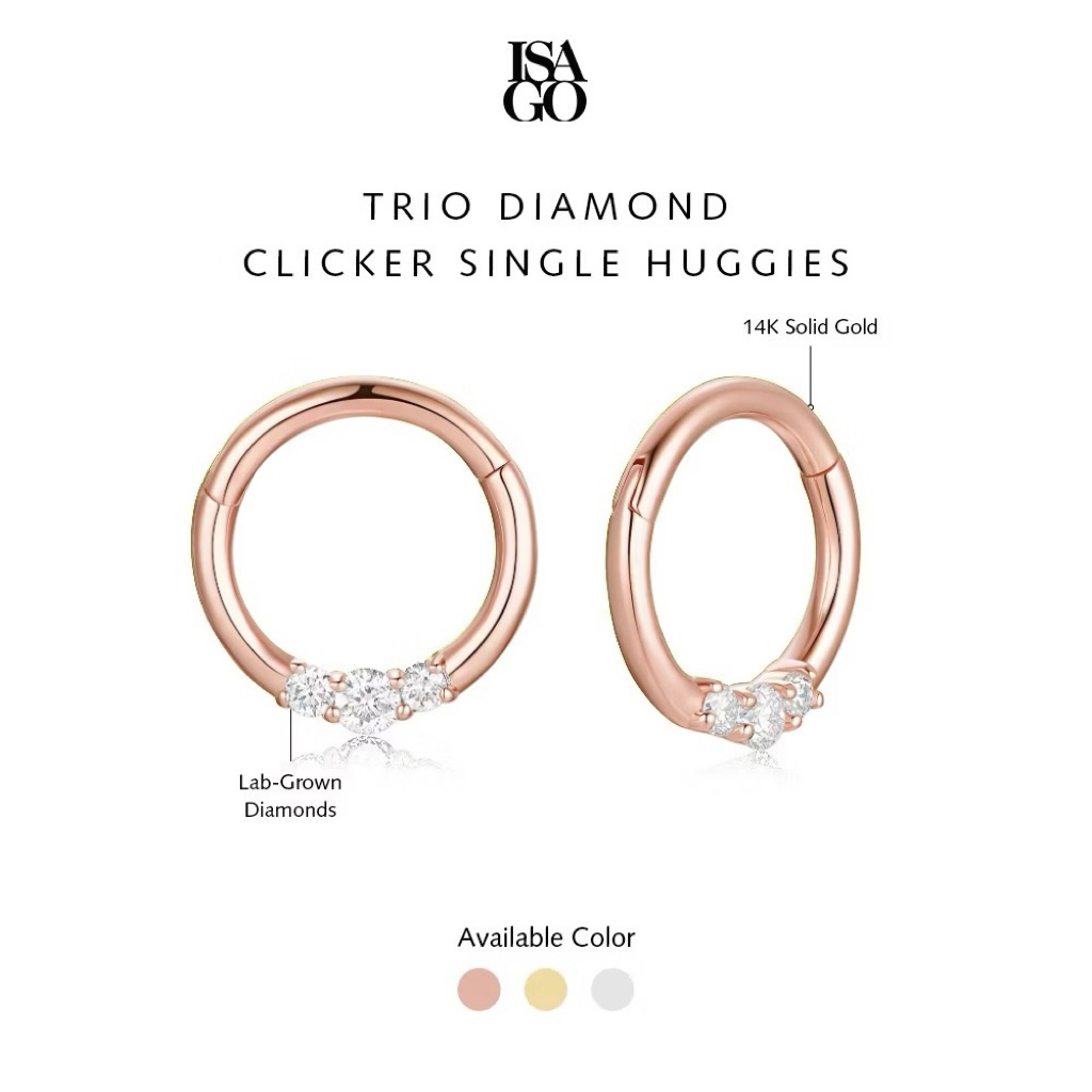 preloved isago trio diamond clicker in 14k rose gold