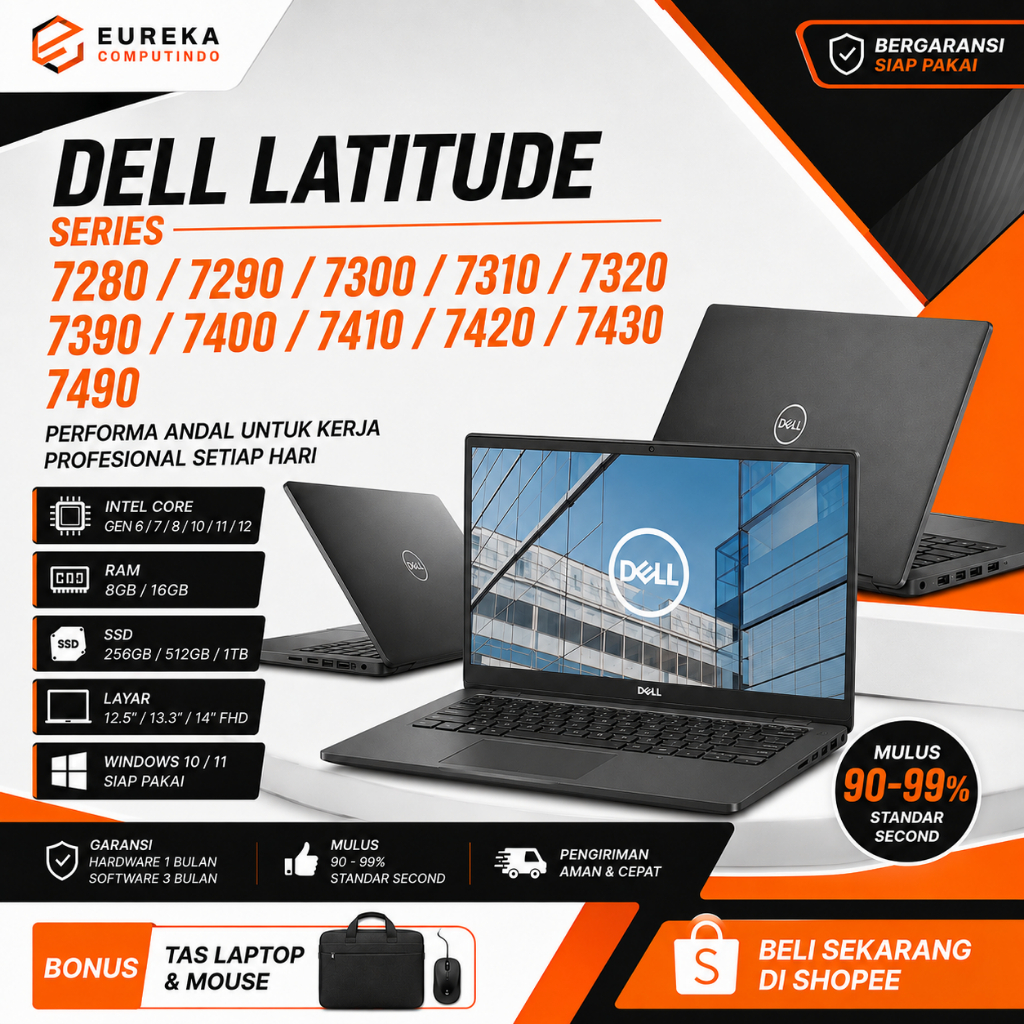 Laptop Dell Latitude Series 7280 7290 7300 7310 7320 7390 7400 7410 7420 7430 7490 Core i5 i7 Gen 7-